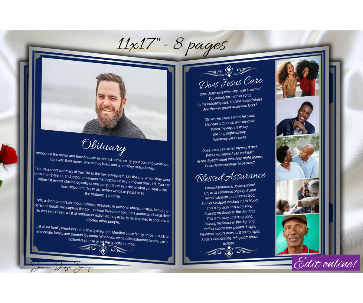 11X17 Funeral Program Template